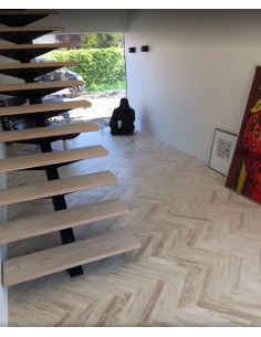 Travertin Sildeben 6 x 40 x 1,2 cm - spartlet & slebet - Vein cut 2